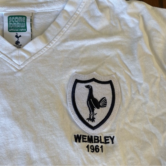 Tottenham Hotspur Wembley 1961 #4 Home Football SS Shirt Cotton SCORE DRAW Men M - Picture 5 of 11
